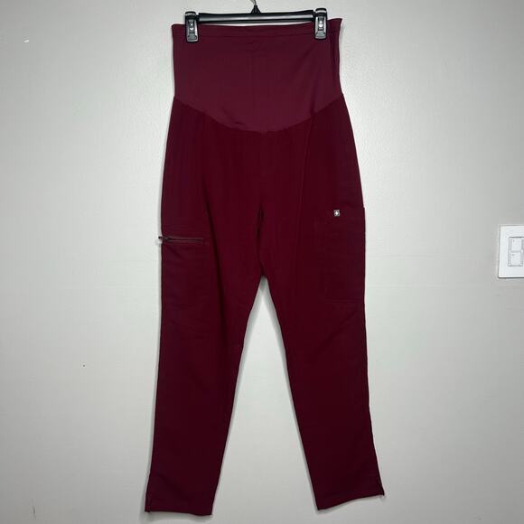 FIGS Maternity Scrub Pants Sz S Straight Technical Collection Maroon Burgundy - Picture 1 of 12